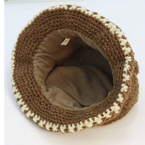 Flower Crochet Bucket Hat Brown main image 4